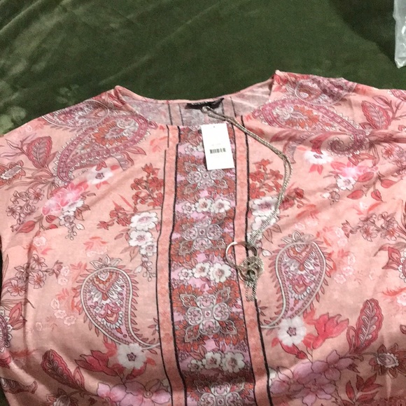 Evans top. Beautiful blush color, removable necklace. Brand new, 100% polyester. - Picture 1 of 4